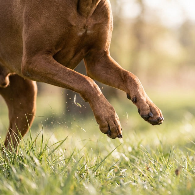 Perro en movimiento, articulaciones fuertes