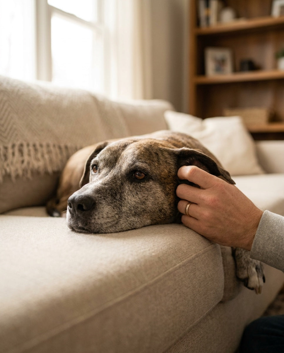 Un perro sano junto a su cuenco Petzy